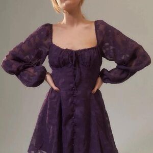 Purple Wisteria Jacquard Mini Dress